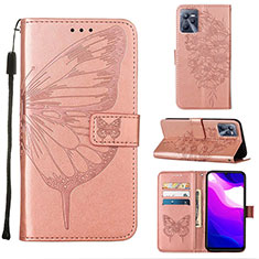 Handytasche Stand Schutzhülle Flip Leder Hülle Schmetterling Y01B für Realme Narzo 50A Prime Rosegold