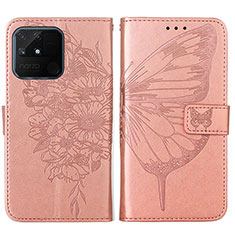 Handytasche Stand Schutzhülle Flip Leder Hülle Schmetterling Y01B für Realme Narzo 50A Rosegold