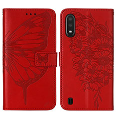 Handytasche Stand Schutzhülle Flip Leder Hülle Schmetterling Y01B für Samsung Galaxy A01 SM-A015 Rot