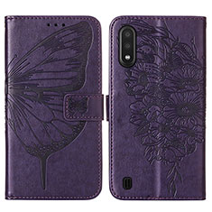 Handytasche Stand Schutzhülle Flip Leder Hülle Schmetterling Y01B für Samsung Galaxy A01 SM-A015 Violett