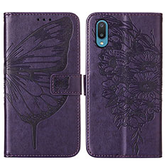 Handytasche Stand Schutzhülle Flip Leder Hülle Schmetterling Y01B für Samsung Galaxy A02 Violett