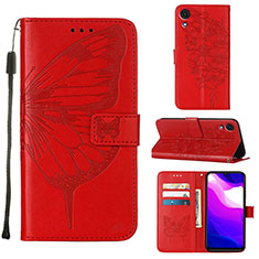 Handytasche Stand Schutzhülle Flip Leder Hülle Schmetterling Y01B für Samsung Galaxy A03 Core Rot