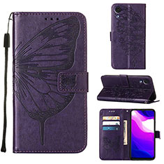 Handytasche Stand Schutzhülle Flip Leder Hülle Schmetterling Y01B für Samsung Galaxy A03 Core Violett