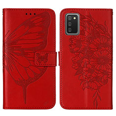 Handytasche Stand Schutzhülle Flip Leder Hülle Schmetterling Y01B für Samsung Galaxy A03s Rot