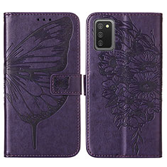 Handytasche Stand Schutzhülle Flip Leder Hülle Schmetterling Y01B für Samsung Galaxy A03s Violett