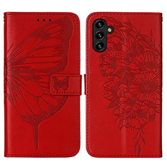 Handytasche Stand Schutzhülle Flip Leder Hülle Schmetterling Y01B für Samsung Galaxy A04s Rot