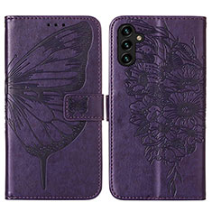 Handytasche Stand Schutzhülle Flip Leder Hülle Schmetterling Y01B für Samsung Galaxy A04s Violett