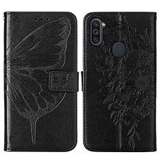 Handytasche Stand Schutzhülle Flip Leder Hülle Schmetterling Y01B für Samsung Galaxy A11 Schwarz