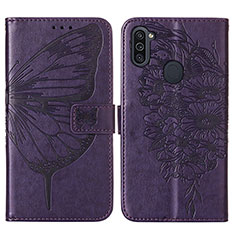 Handytasche Stand Schutzhülle Flip Leder Hülle Schmetterling Y01B für Samsung Galaxy A11 Violett