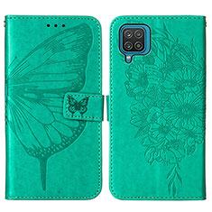 Handytasche Stand Schutzhülle Flip Leder Hülle Schmetterling Y01B für Samsung Galaxy A12 5G Grün