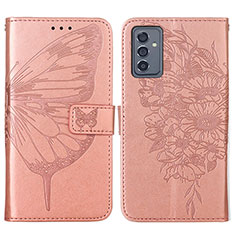 Handytasche Stand Schutzhülle Flip Leder Hülle Schmetterling Y01B für Samsung Galaxy A15 4G Rosegold
