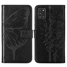 Handytasche Stand Schutzhülle Flip Leder Hülle Schmetterling Y01B für Samsung Galaxy A21s Schwarz