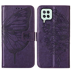 Handytasche Stand Schutzhülle Flip Leder Hülle Schmetterling Y01B für Samsung Galaxy A22 4G Violett