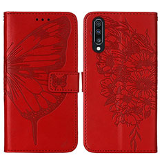 Handytasche Stand Schutzhülle Flip Leder Hülle Schmetterling Y01B für Samsung Galaxy A30S Rot