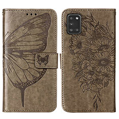 Handytasche Stand Schutzhülle Flip Leder Hülle Schmetterling Y01B für Samsung Galaxy A31 Grau