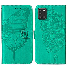 Handytasche Stand Schutzhülle Flip Leder Hülle Schmetterling Y01B für Samsung Galaxy A31 Grün