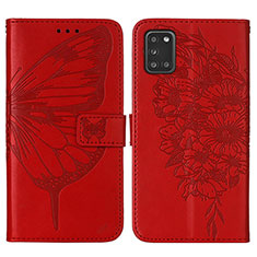 Handytasche Stand Schutzhülle Flip Leder Hülle Schmetterling Y01B für Samsung Galaxy A31 Rot