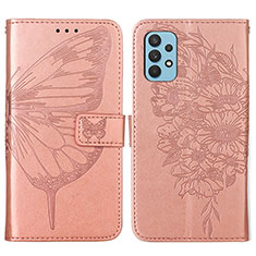 Handytasche Stand Schutzhülle Flip Leder Hülle Schmetterling Y01B für Samsung Galaxy A32 4G Rosegold