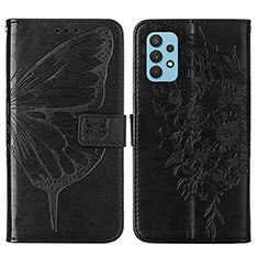 Handytasche Stand Schutzhülle Flip Leder Hülle Schmetterling Y01B für Samsung Galaxy A32 4G Schwarz