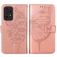 Handytasche Stand Schutzhülle Flip Leder Hülle Schmetterling Y01B für Samsung Galaxy A33 5G Rosegold