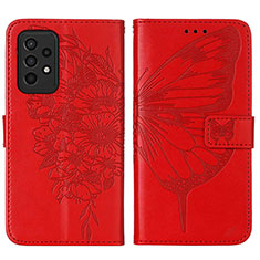 Handytasche Stand Schutzhülle Flip Leder Hülle Schmetterling Y01B für Samsung Galaxy A33 5G Rot