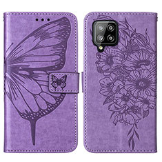 Handytasche Stand Schutzhülle Flip Leder Hülle Schmetterling Y01B für Samsung Galaxy A42 5G Helles Lila
