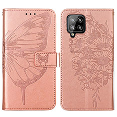 Handytasche Stand Schutzhülle Flip Leder Hülle Schmetterling Y01B für Samsung Galaxy A42 5G Rosegold