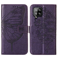 Handytasche Stand Schutzhülle Flip Leder Hülle Schmetterling Y01B für Samsung Galaxy A42 5G Violett