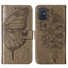 Handytasche Stand Schutzhülle Flip Leder Hülle Schmetterling Y01B für Samsung Galaxy A51 5G Grau