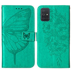 Handytasche Stand Schutzhülle Flip Leder Hülle Schmetterling Y01B für Samsung Galaxy A51 5G Grün