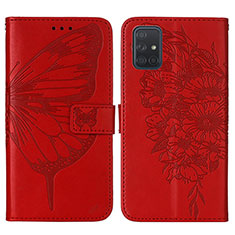 Handytasche Stand Schutzhülle Flip Leder Hülle Schmetterling Y01B für Samsung Galaxy A51 5G Rot