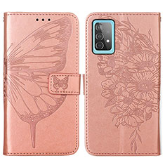 Handytasche Stand Schutzhülle Flip Leder Hülle Schmetterling Y01B für Samsung Galaxy A52 4G Rosegold