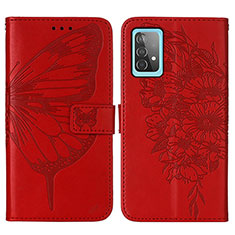 Handytasche Stand Schutzhülle Flip Leder Hülle Schmetterling Y01B für Samsung Galaxy A52 4G Rot