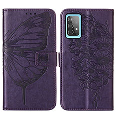 Handytasche Stand Schutzhülle Flip Leder Hülle Schmetterling Y01B für Samsung Galaxy A52 4G Violett