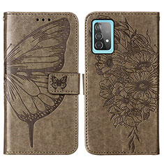 Handytasche Stand Schutzhülle Flip Leder Hülle Schmetterling Y01B für Samsung Galaxy A52s 5G Grau