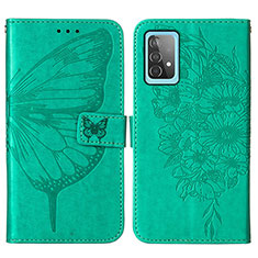 Handytasche Stand Schutzhülle Flip Leder Hülle Schmetterling Y01B für Samsung Galaxy A52s 5G Grün