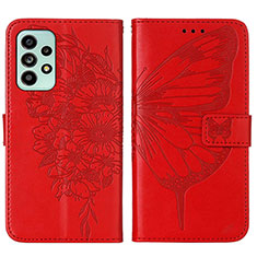 Handytasche Stand Schutzhülle Flip Leder Hülle Schmetterling Y01B für Samsung Galaxy A53 5G Rot