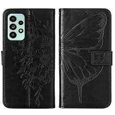 Handytasche Stand Schutzhülle Flip Leder Hülle Schmetterling Y01B für Samsung Galaxy A53 5G Schwarz