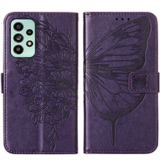 Handytasche Stand Schutzhülle Flip Leder Hülle Schmetterling Y01B für Samsung Galaxy A53 5G Violett