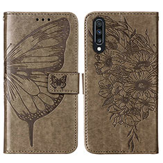 Handytasche Stand Schutzhülle Flip Leder Hülle Schmetterling Y01B für Samsung Galaxy A70 Grau