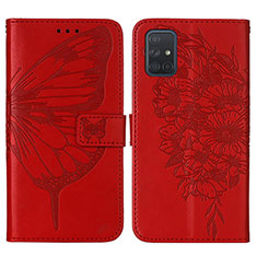 Handytasche Stand Schutzhülle Flip Leder Hülle Schmetterling Y01B für Samsung Galaxy A71 5G Rot