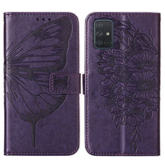 Handytasche Stand Schutzhülle Flip Leder Hülle Schmetterling Y01B für Samsung Galaxy A71 5G Violett