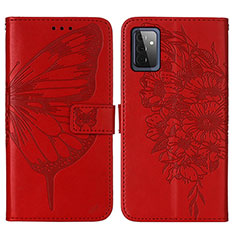 Handytasche Stand Schutzhülle Flip Leder Hülle Schmetterling Y01B für Samsung Galaxy A72 4G Rot