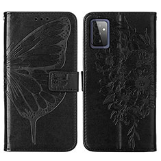 Handytasche Stand Schutzhülle Flip Leder Hülle Schmetterling Y01B für Samsung Galaxy A72 4G Schwarz