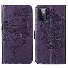 Handytasche Stand Schutzhülle Flip Leder Hülle Schmetterling Y01B für Samsung Galaxy A72 4G Violett