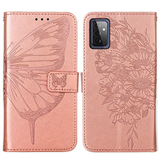 Handytasche Stand Schutzhülle Flip Leder Hülle Schmetterling Y01B für Samsung Galaxy A72 5G Rosegold