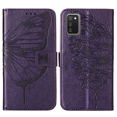 Handytasche Stand Schutzhülle Flip Leder Hülle Schmetterling Y01B für Samsung Galaxy M02s Violett