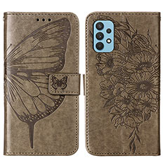 Handytasche Stand Schutzhülle Flip Leder Hülle Schmetterling Y01B für Samsung Galaxy M32 5G Grau