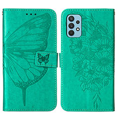 Handytasche Stand Schutzhülle Flip Leder Hülle Schmetterling Y01B für Samsung Galaxy M32 5G Grün