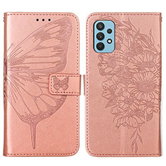 Handytasche Stand Schutzhülle Flip Leder Hülle Schmetterling Y01B für Samsung Galaxy M32 5G Rosegold